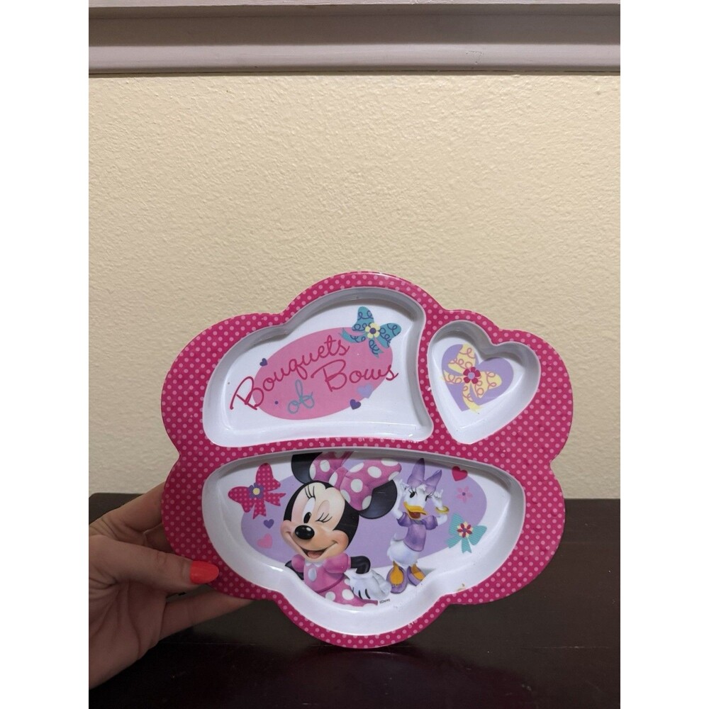 Zak Designs Disney Bouquets of Bows Melamine Childs Divided Plate Minnie Daisy